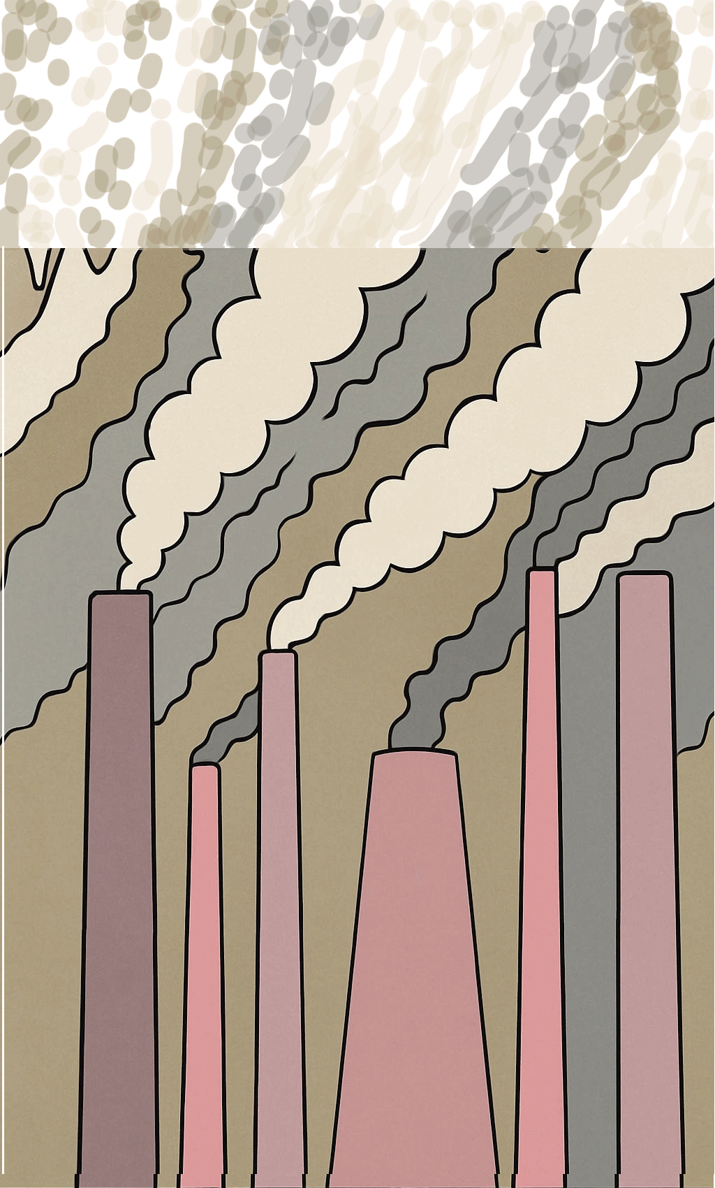 Rising smoke animation with chimneys